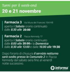 FARMACIE DI TURNO A CIAMPINO 20-21 NOVEMBRE 2021