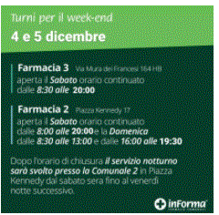 FARMACIE DI TURNO A CIAMPINO 4-5 DICEMBRE 2021